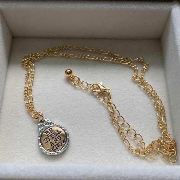 Handmade Gold and Silver Faith Bible Verse Charm Necklace - Picture 2 of 15